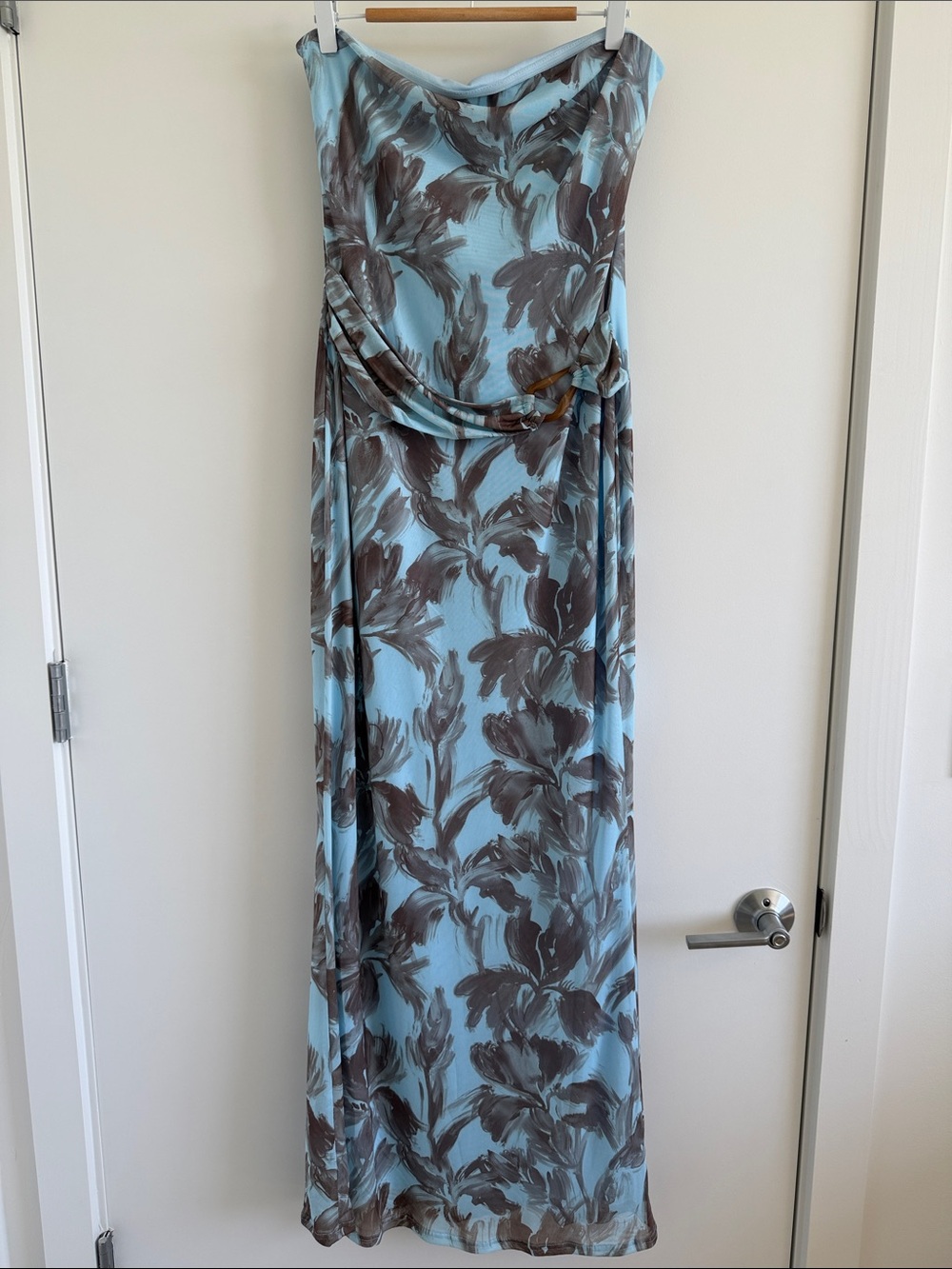 Pretty Garbage Strapless Blue Floral Maxi Dress
